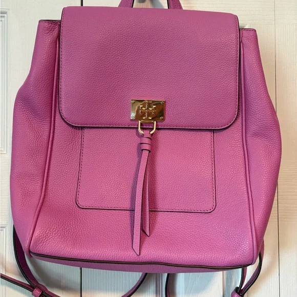 Tory Burch Carter Flap Pinky Lavender Leather Backpack - Picture 2 of 16